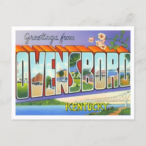 Owensboro Kentucky Vintage Big Letters Postcard