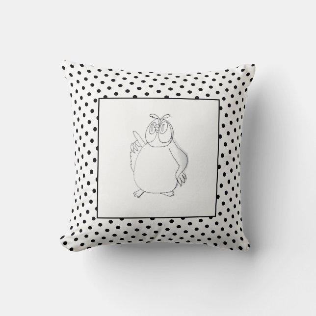 Owl Сartoon Birth Baby Boy for Kids Polka Throw Pillow (Front)
