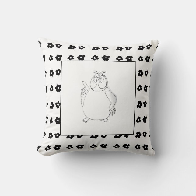 Owl Сartoon Birth Baby Boy for Kids Polka Throw Pillow (Front)