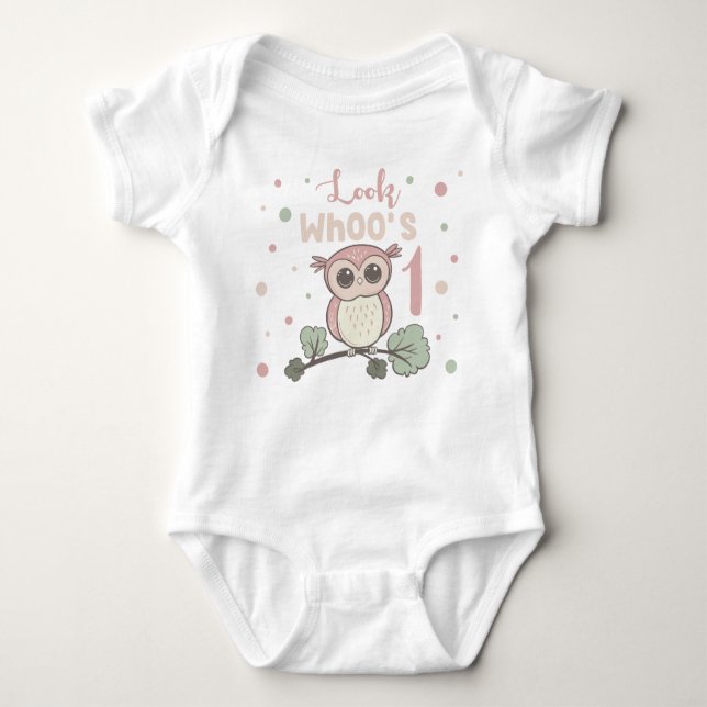 Owl 1st Birthday Baby Bodysuit (Front)