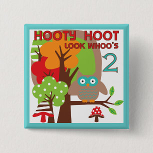 Owl 2nd Birthday T-shirts and Gifts Pinback Button
