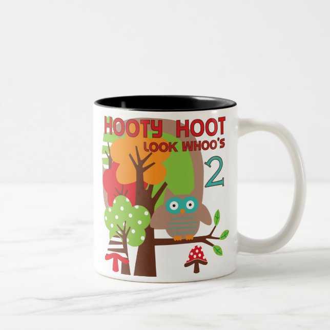 Owl 2nd Birthday T-shirts and Gifts Two-Tone Coffee Mug (Right)