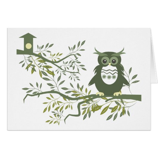 Owl 3 ~ Owl Sitting On Tree Branch Cards (Front Horizontal)