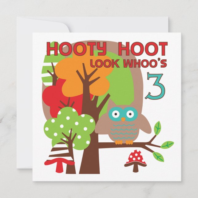 Owl 3rd Birthday T-shirts and Gifts Card (Front)