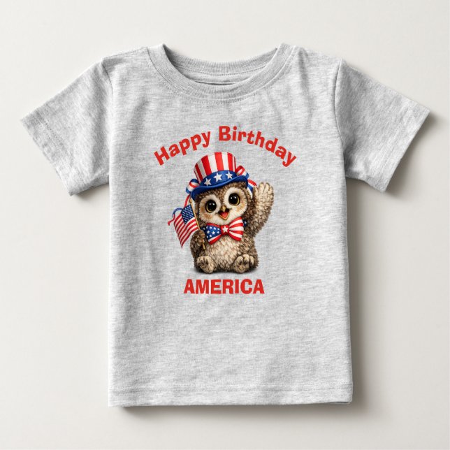 Owl (4h) Patriotic Kid T-Shirt (Front)