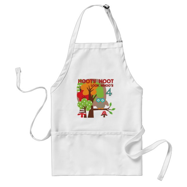 Owl 4th Birthday T shirts and Gifts Adult Apron (Front)