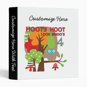 Owl 4th Birthday T shirts and Gifts Binder
