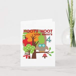Owl 4th Birthday T shirts and Gifts Card