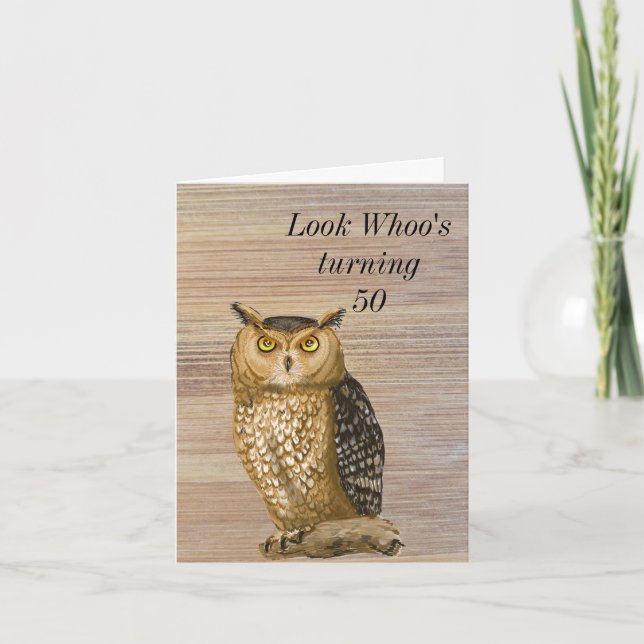 Owl 50th Birthday card (Front)