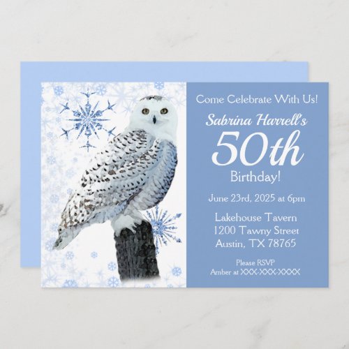 Owl 50th Birthday Party Invitation