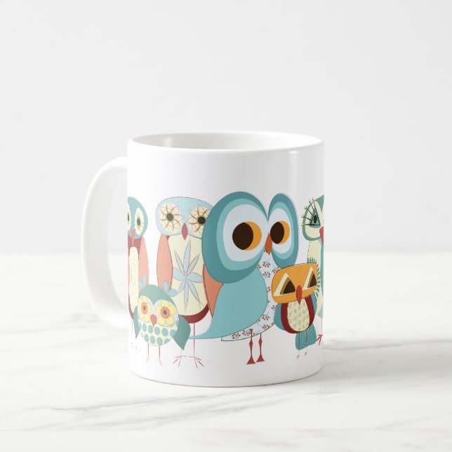 Owl-a-Day Retro Owl Mug (Front Left)