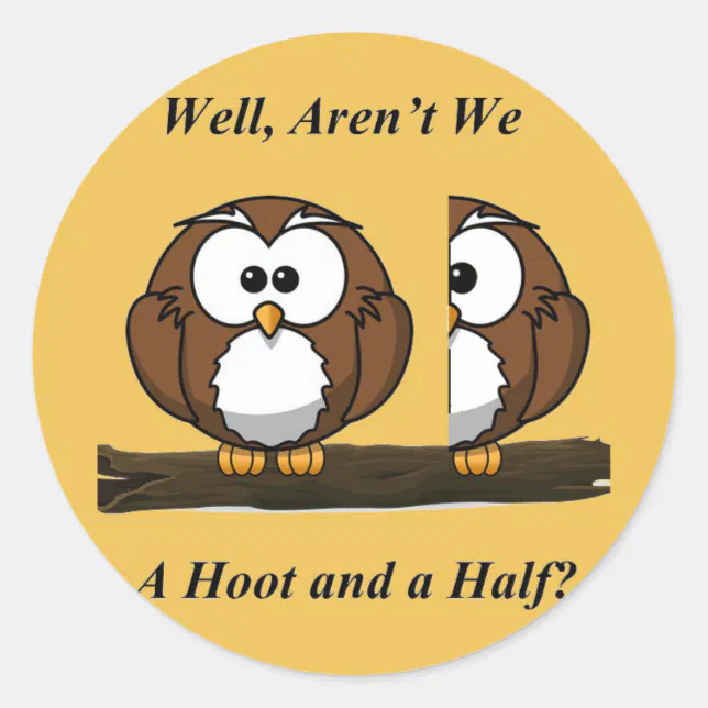 Owl A Hoot and a Half Classic Round Sticker Zazzle