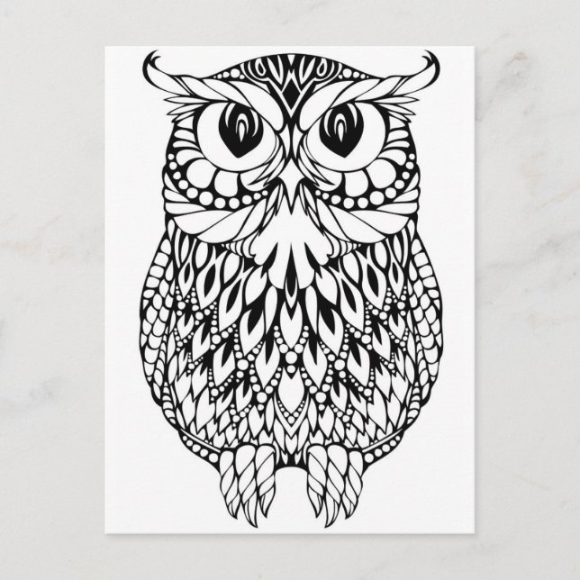 owl adult coloring postcard gift (Front)