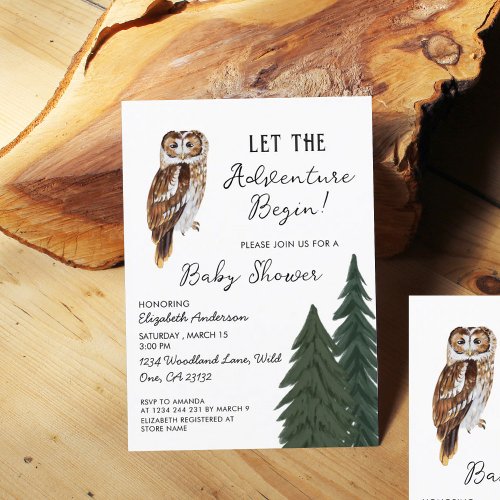 Owl Adventure Baby Shower  Invitation