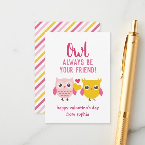 Owl Always Be Your Friend Kids Valentines Cards