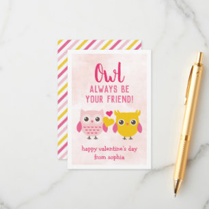 Owl Always Be Your Friend Kids Valentine's Cards