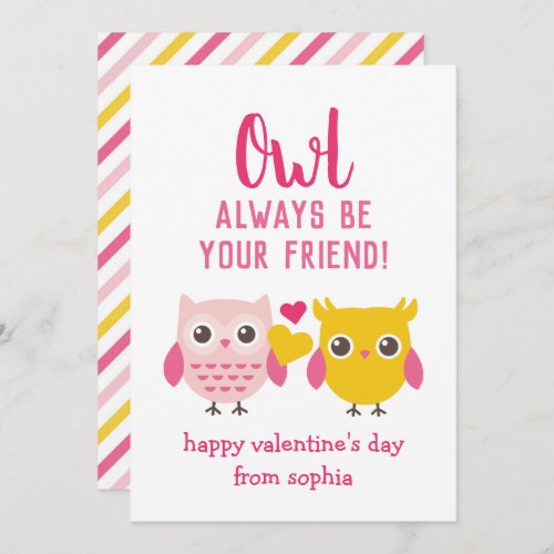 Owl Always Be Your Friend Kids Valentines Cards