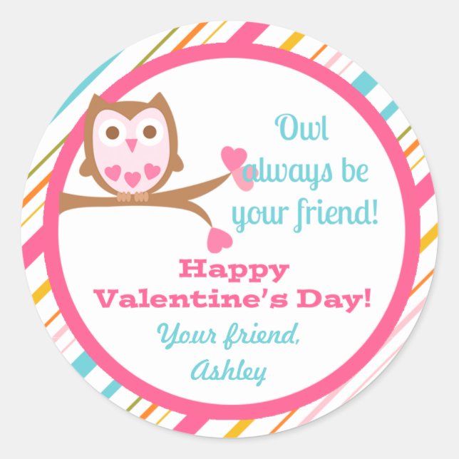 "Owl Always Be Your Friend" Valentine's Sticker (Front)
