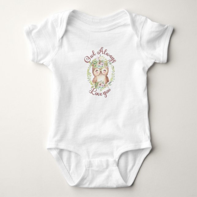 Owl Always Love You Baby Clothes, Boho Owl  Bodysuit (Front)