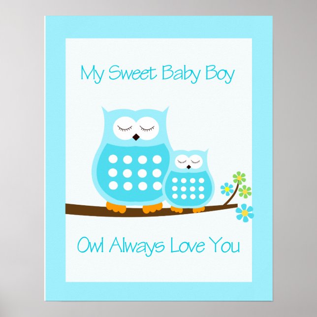OWL Always Love you (Blue)  WALL ART PRINT 16x20 (Front)