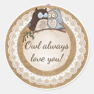 Owl Always Love You Casual Wedding Classic Round Sticker