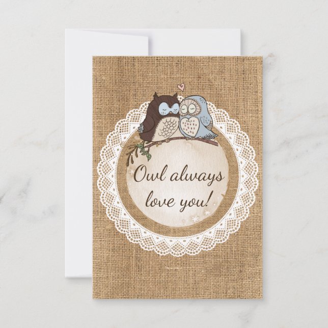 Owl Always Love You Casual Wedding RSVP Card (Front)