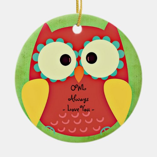 Owl Always Love You Red Owl Ornament Round