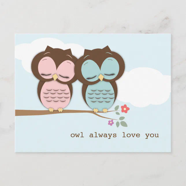 Owl Always Love You Sweet Couple Postcard | Zazzle