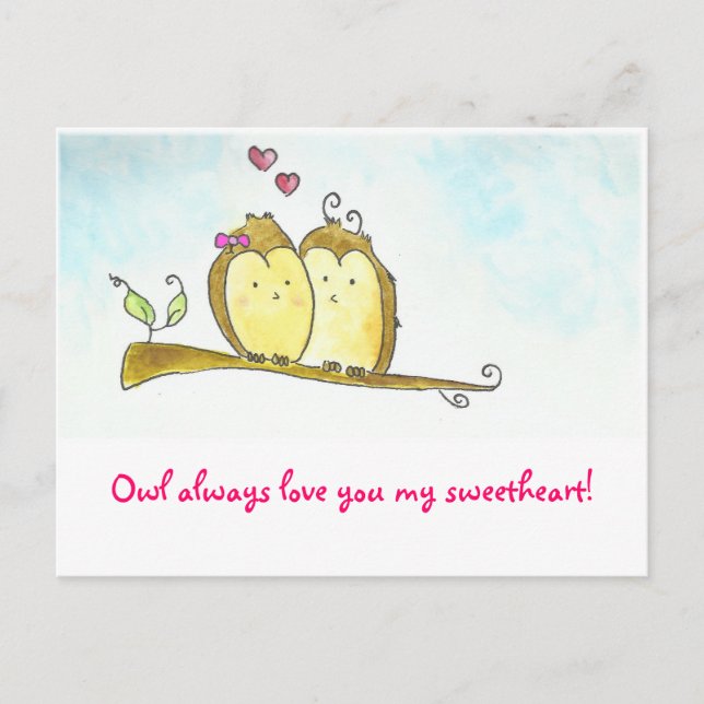 Owl always love you Valentine Holiday Postcard (Front)