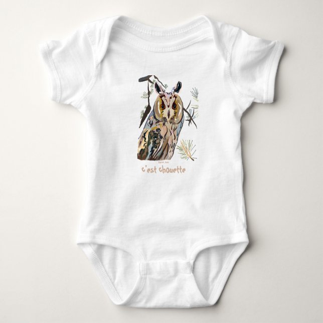 Owl among pines  baby bodysuit (Front)