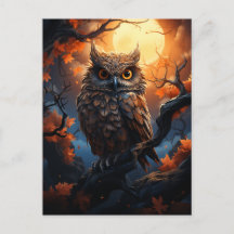 Owl and a Full Moon Halloween