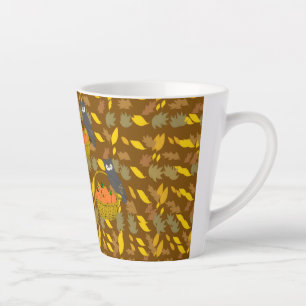 Owl and Autumn Pumpkins Latte Mug