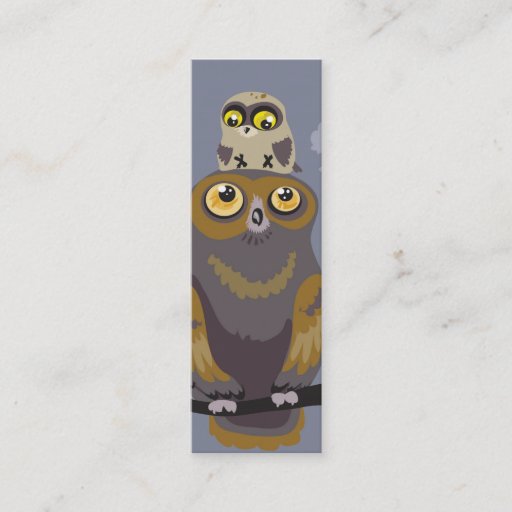 Customizable Owl and Baby Owl Bookmark Business Cards