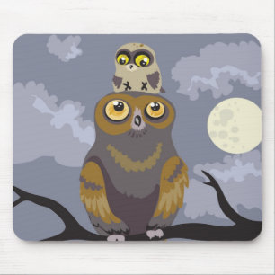 Owl and Baby Owl Mousepad