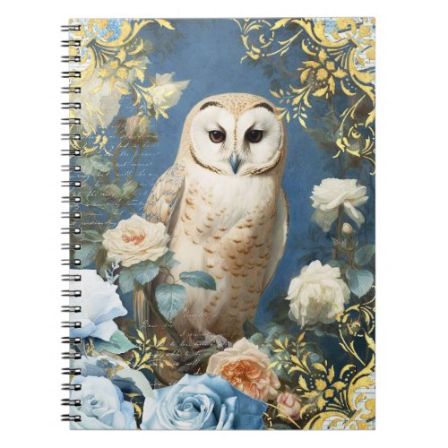 Owl and Blue Roses Notebook