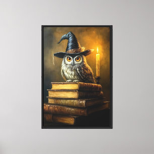 Owl and Books Canvas Print