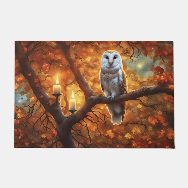 Owl and Candles Fall Colors Doormat (Front)