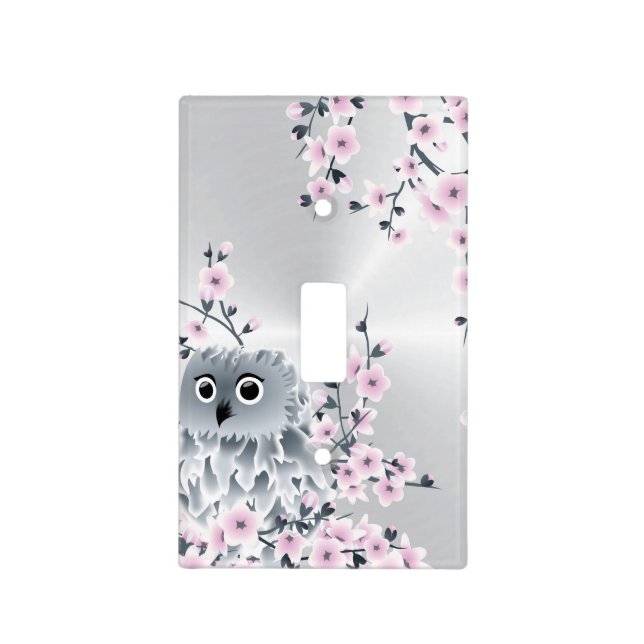 Owl And Cherry Blossoms Animal Light Switch Cover (Front)
