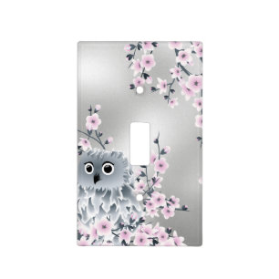 Owl And Cherry Blossoms Animal Light Switch Cover