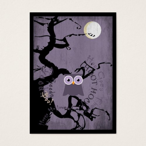 Owl and Creepy Gnarled Tree for Halloween Business Card Template