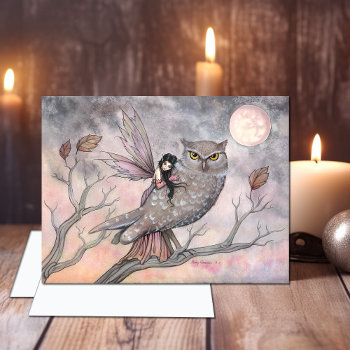 Owl And Fairy Greeting Card by robmolily at Zazzle