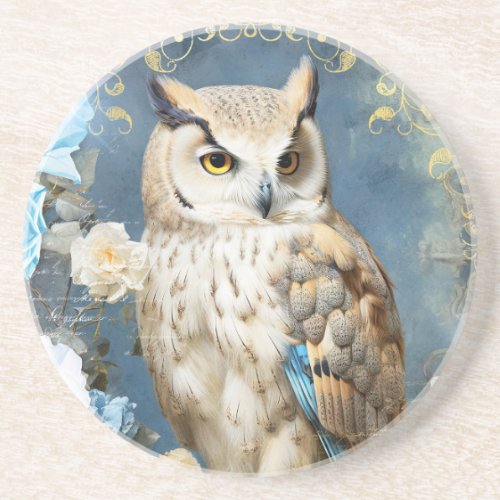 Owl and Floral Damask Coaster