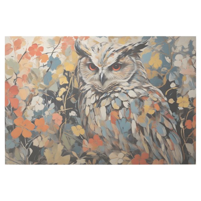 Owl and Flowers In Spring Painting Gallery Wrap (Front)