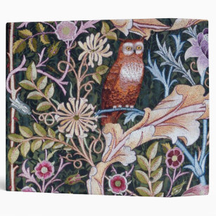 Owl and Flowers, William Morris 3 Ring Binder