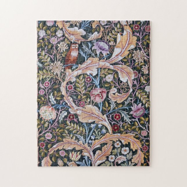 Owl and Flowers, William Morris Jigsaw Puzzle (Vertical)
