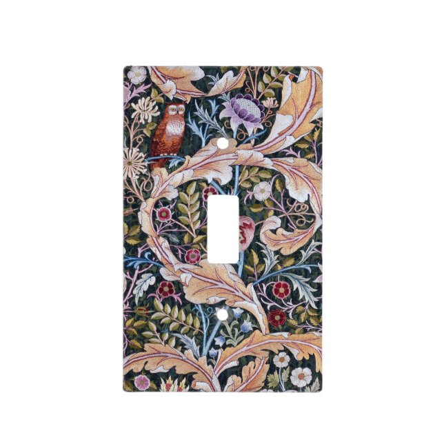 Owl and Flowers, William Morris Light Switch Cover (Front)