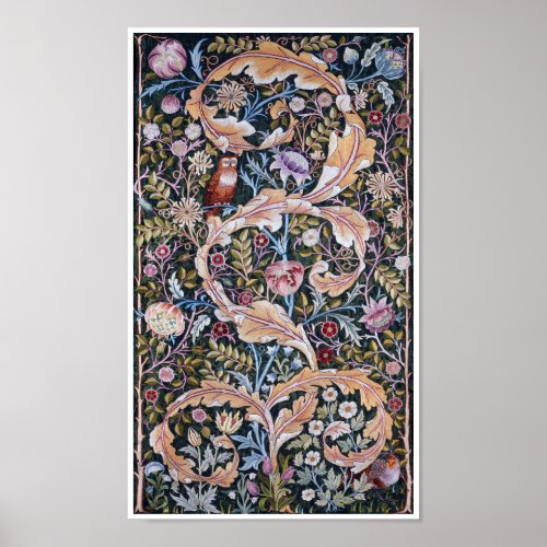 Owl and Flowers William Morris Poster