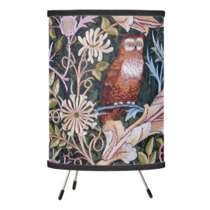 Owl and Flowers, William Morris Tripod Lamp
