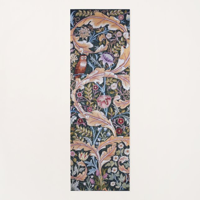 Owl and Flowers, William Morris Yoga Mat (Front)
