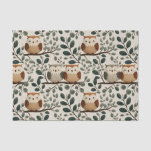 Owl and Forest Leaf Pattern Tissue Paper
